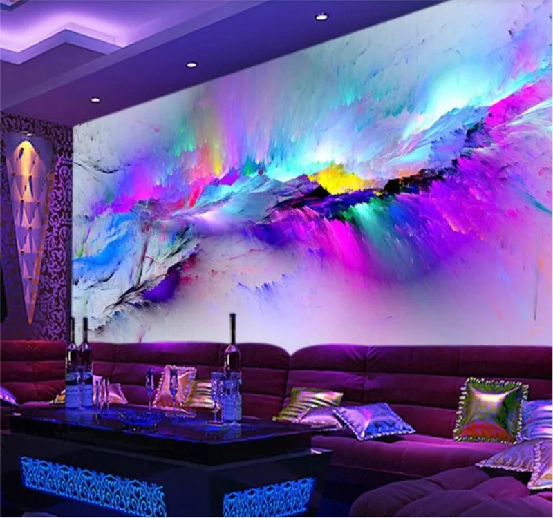 Пользовательские 3D обои холодный цвет блики Туманность бар KTV фон стены высокого качества водонепроницаемый материал