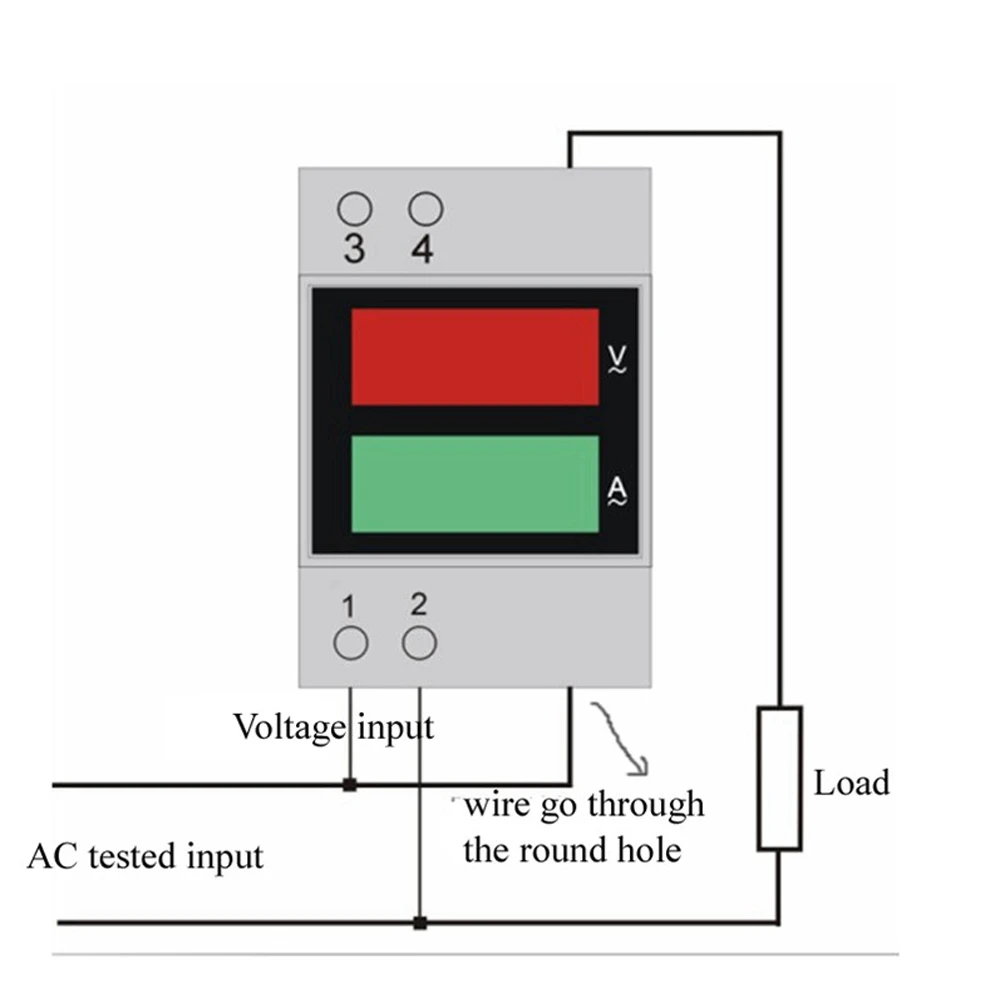 D52-2042 Digital LED Display AC Voltage and Current Meter Din-Rail LCD Voltmeter Ammeter, Electric Meter 100A AC80-300V/200-450V