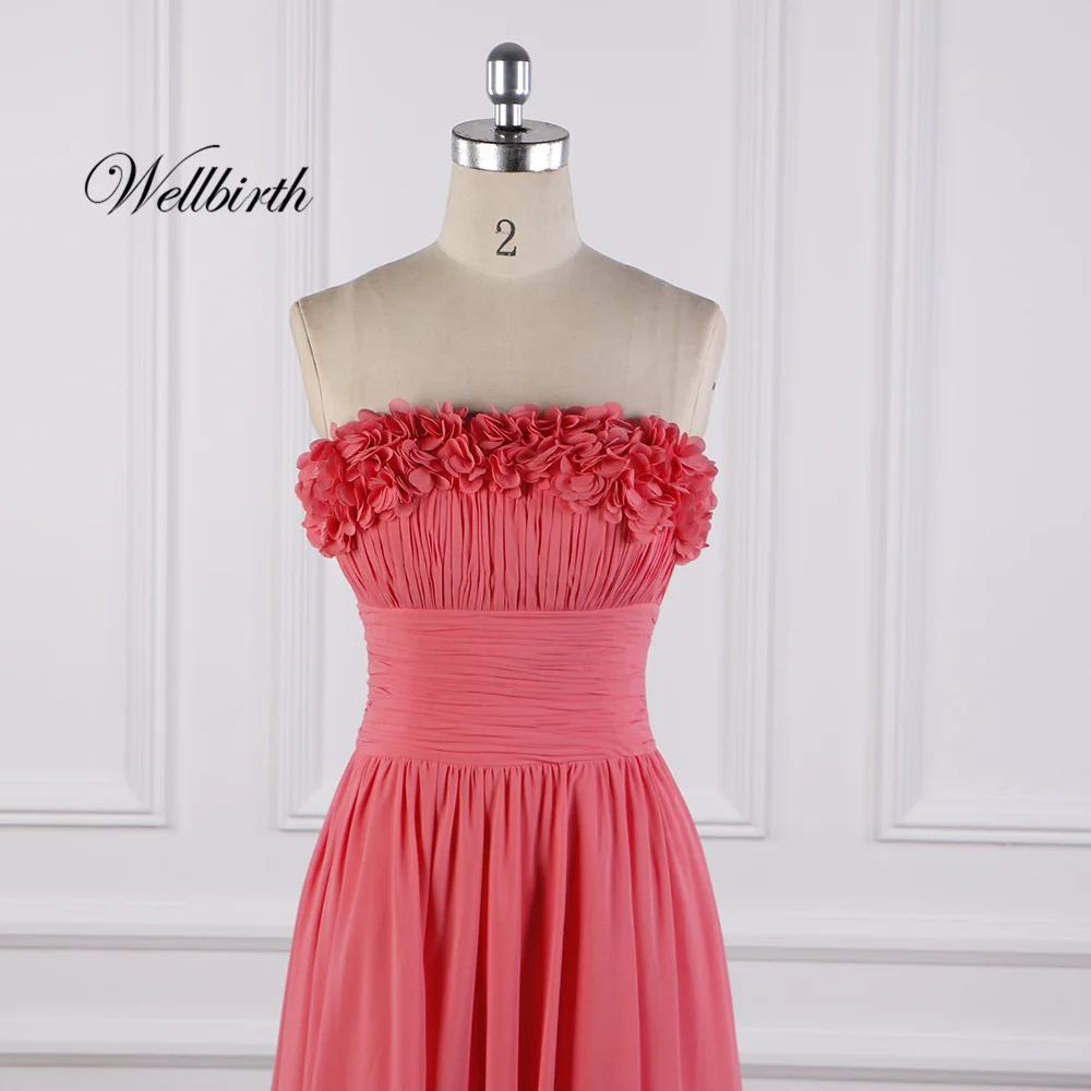 Реальное изображение Wellbirth платье подружки невесты robe d'd'honneur без рукавов шифон vestido madrinha