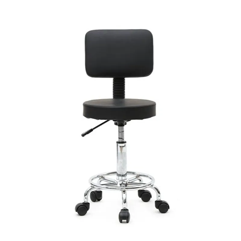 

Round Shape Adjustable Salon Stool with Back Black