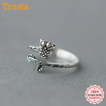 

Trusta 2018 100% 925 Sterling Thai Silver Fashion Jewelry Cute Owl Cocktail Ring Sizable 5 6 7 Girls Kids Xmas Gift DS749