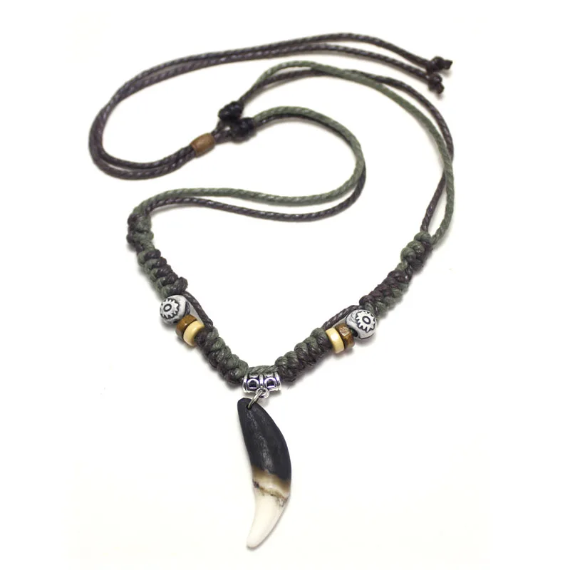 Man Choker Wolf Tooth Necklace Real Teeth Pendant Fang Tooth Necklace