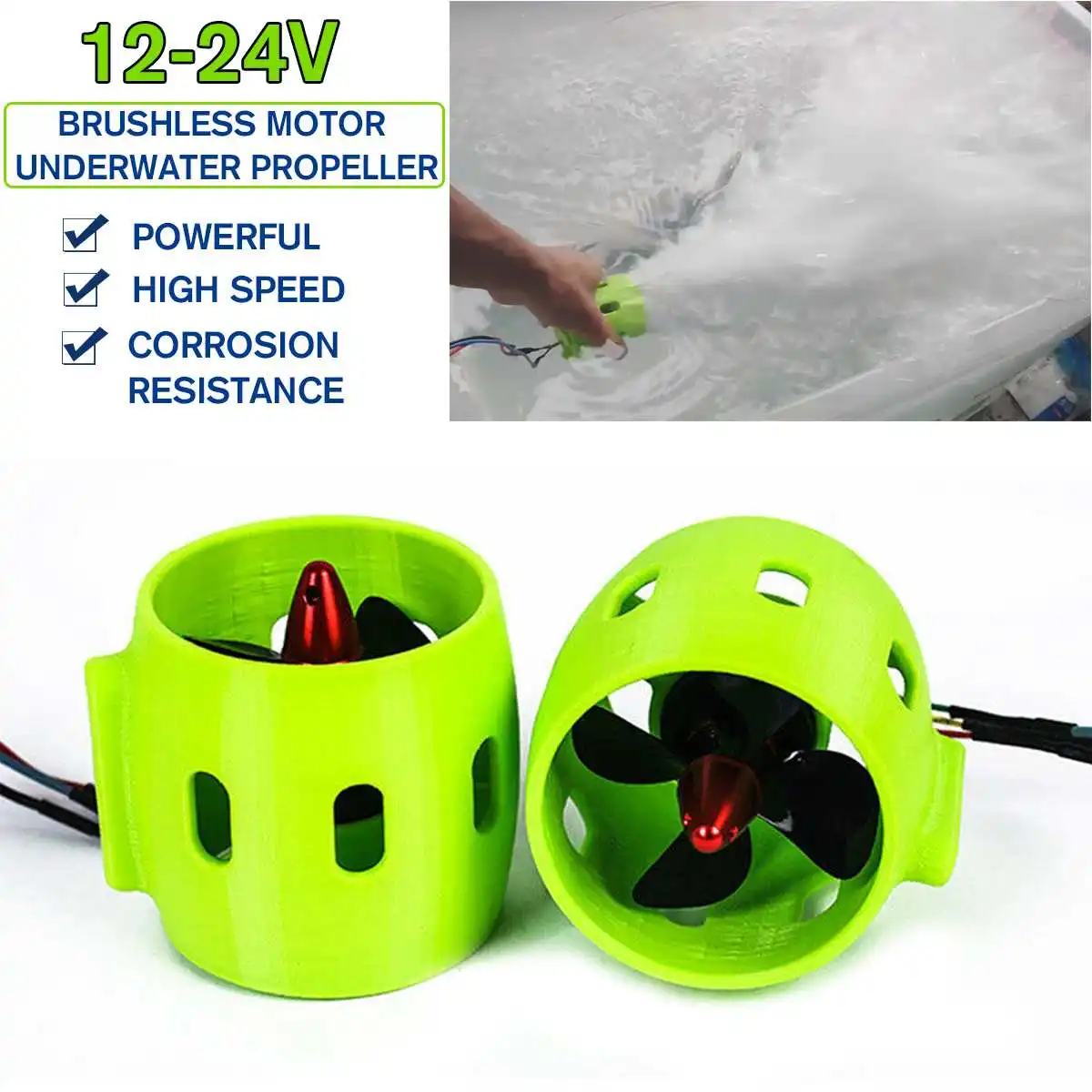 

12V 24V 17A Underwater Thruster Brushless Motor 4 Blade Propeller Propulsion 100-300W Parts for ROV RC Bait Tug Boat
