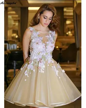 

Cute A Line V Neck Organza Open Back Graduation Homecoming Dresses With Applique Lace Short Prom Dress 2019