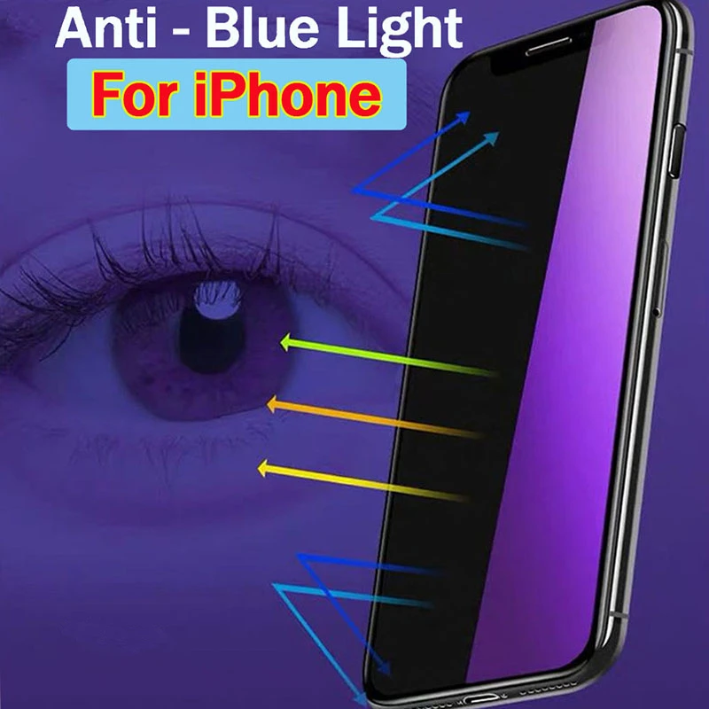 Закаленное стекло с защитой от синего света для iPhone 11 12 13 Pro Max 6 7 8 Plus Xs X S XR SE 2020 pro max
