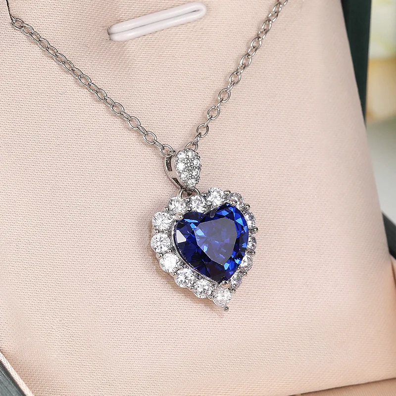 Waliicorners Elegant Blue Heart Pendant Necklace For Women Delicate Wedding Anniversary Love Gift Jewelry New 6 H4b6a9ee4a9f447939e1150d91ff3c3b0b
