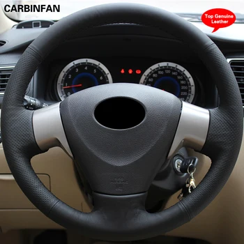 

Black Top Layer Leather Hand-stitched Car Steering Wheel Cover For Toyota Corolla 2006 - 2010 Matrix 2009