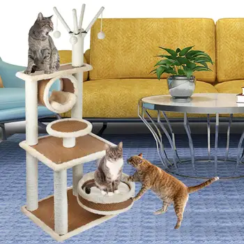 

Multifunctional Pet Cat Tree Chair Creative Cube House with Scratching Removable Pad Cushions Pet Activity Cat Tree with Ball