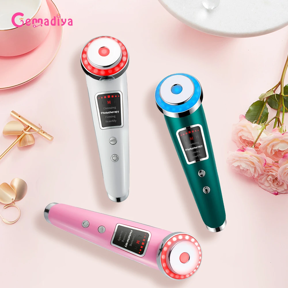LED Photon Therapy Face Lifting Tightening Tool Massager for Face Anti Wrinkle Radio Frequency Vibration Beauty Instrument