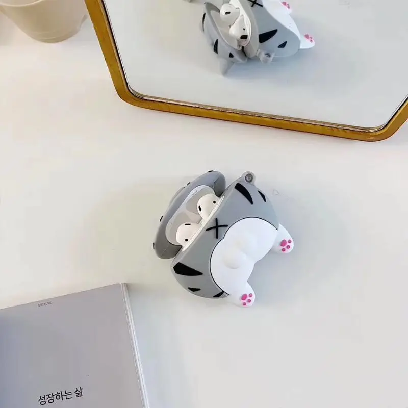 Силиконовый защитный чехол с милым котенком для Airpods 1/2