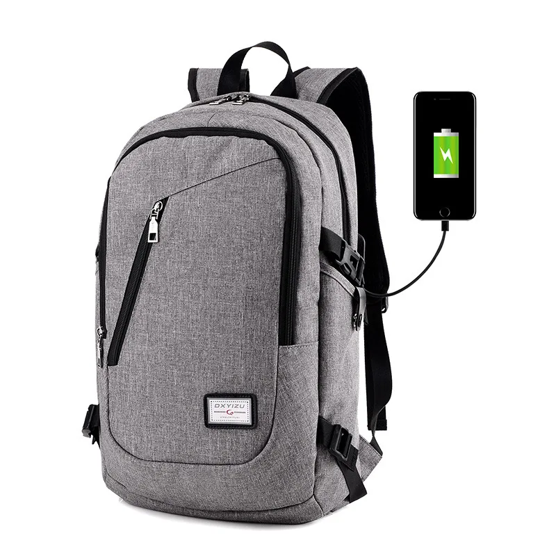 

New Style Extraposition Charging USB Travel Backpack Breathable Solid Color Middle And Large Schoolbag Casual Computer Bag Print