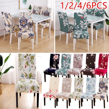 

1/2/4/6PCS Spandex Stretch Elastic Chair Covers Floral Printing Chair Cover Slipcovers For Wedding Dining Room Office
