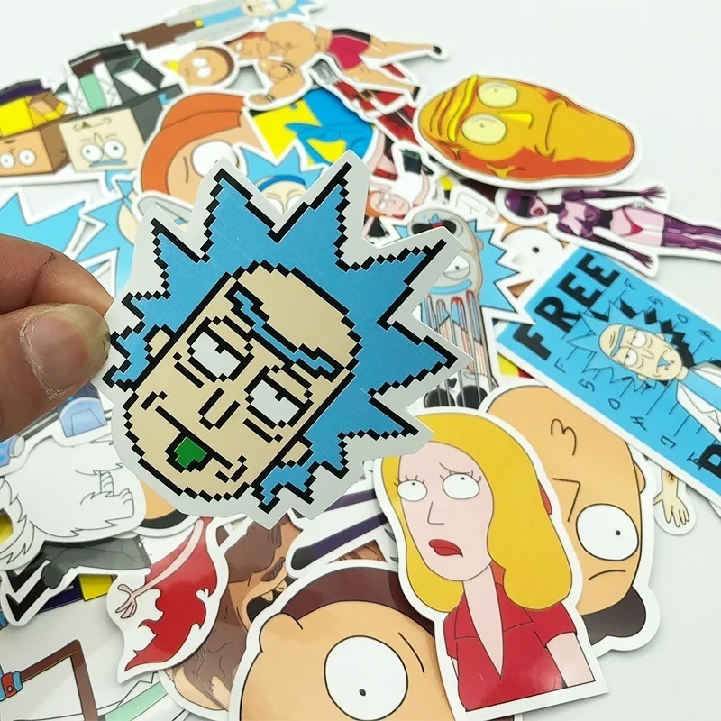 35 шт. смешанные цвета Рикки Морти смешные наклейки для ноутбука СКЕЙТБОРД гитара Автомобиль Стайлинг детская игрушка наклейки