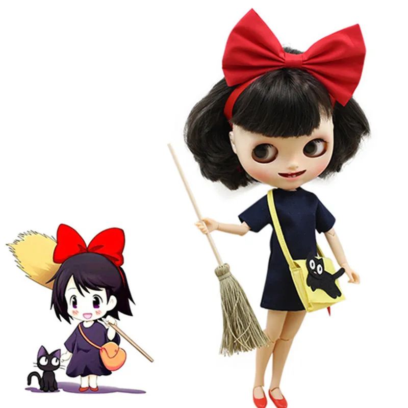 Blyth Doll Accessories Blyth Doll ICY Red Bow Shoes Yellow Bag Dress Broom Set Kiki's Delivery Service Clothes Gift Toy