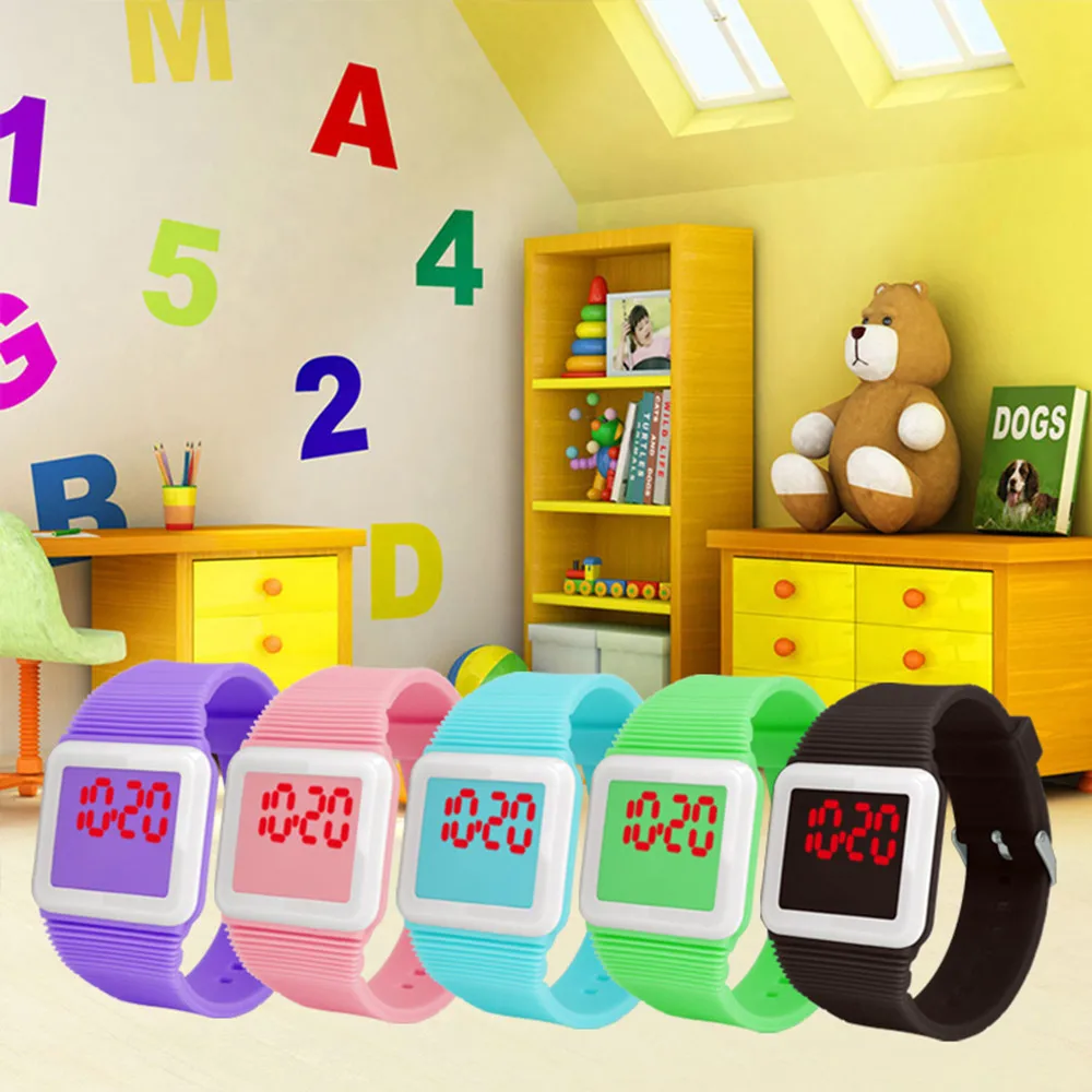 Детские часы для девочек и мальчиков, цифровой светодиодный силиконовый ремешок, наручные часы, электронный браслет для детей, подарок Kinder Horloge 40