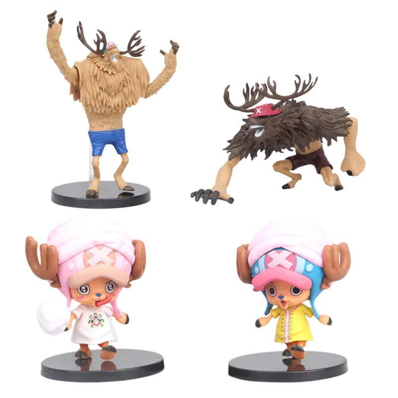 4 шт./партия Аниме one piece Tony Chopper мультяшная Модель Кукла ПВХ фигурка игрушка для детей коллекция подарок на день рождения - Цвет: with opp