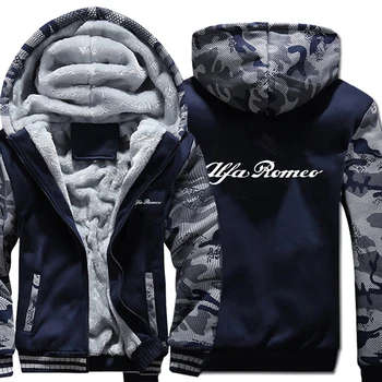 

Alfa Romeo Hoodies Winter Camouflage sleeve Jacket Men Wool Liner Fleece Alfa Romeo Men Sweatshirt