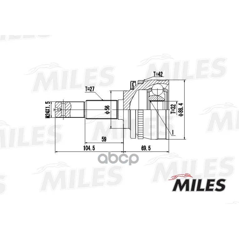 Шрус Nissan Primera P10/Bluebird Iv T72/T12 1.8-2.0d 85-96 Нар. Abs Miles Ga20295 Miles арт. GA20295