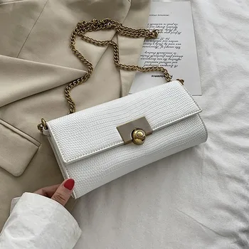 

New Fashion Chain Female Shoulder Handbags Lizard Pattern Small PU Leather Crossbody Bags for Women Mini Ladies' Travel Flap Bag