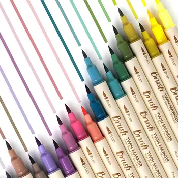 

3pcs Highlighter Pen Retro Double Headed Brush Pen Creative Art Marker Drawing Painting Watercolor School Supplies Stationery