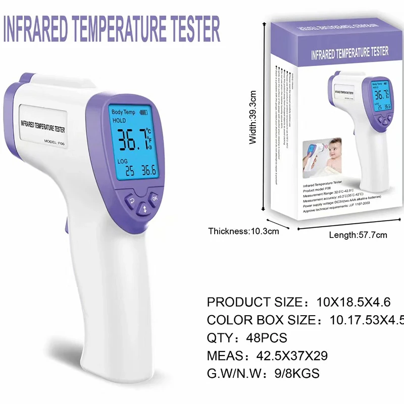 

CE Certification Infrared Electronic Thermometer Non Contact Thermometer Forehead Gun Human Body Handheld Household Thermometer