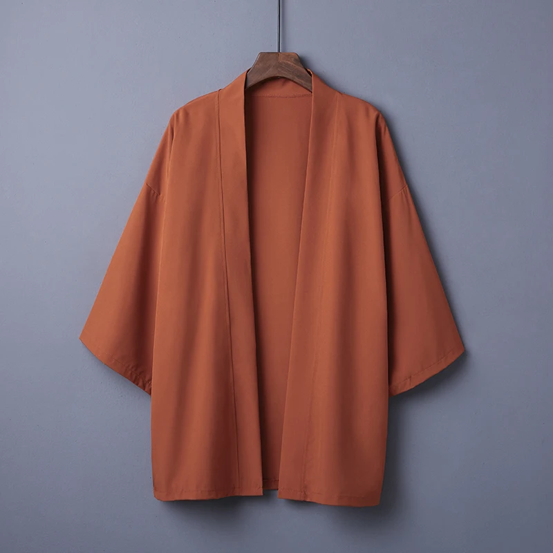 Japanese Kimono Cardigan Spring Summer Plain Color Coat Japanese Kimono Cardigan Haori For Woman Man