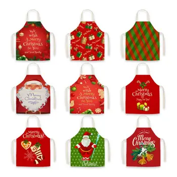 

Kitchen Apron Cute Christmas Style Sleeveless Cotton Linen Aprons for Men Women Home Cleaning Tools 65x75cm