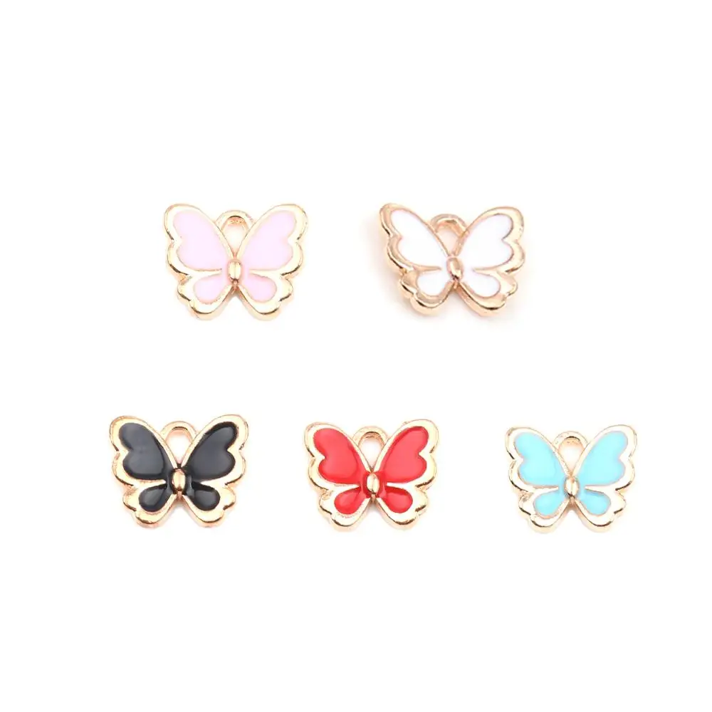 

Doreen Box Zinc Based Alloy Insect Charms Gold Color Butterfly Animal Multicolor Enamel Pendants DIY Jewelry 13mm x 11mm, 20 PCs