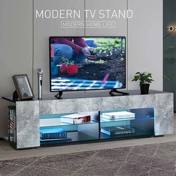 

57 Inch High Capacity TV Cabinet Modern LED TV Stand Living Room Furniture TV Unit Console Meubles Home Furnishings Marble Style