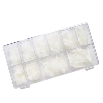 

500 Pcs/1 Box Manicure Stickers Fake Nails Half Cover False Nails Sticky Pieces Fake Nail Stickers Nail Patches (Transparent Col