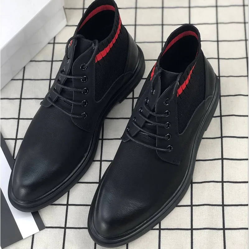 Г. Осенне-зимняя обувь мужские ботинки стильные модные мужские Ботильоны Высококачественная Мужская черная обувь KA1706