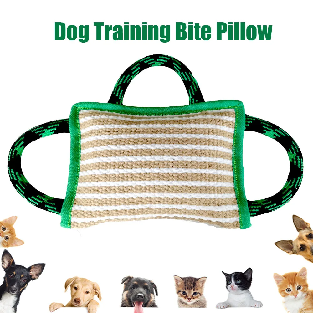 Dog Training Pillow Interactive Dog Bite Tug Toy Pull Toy Strong Handle