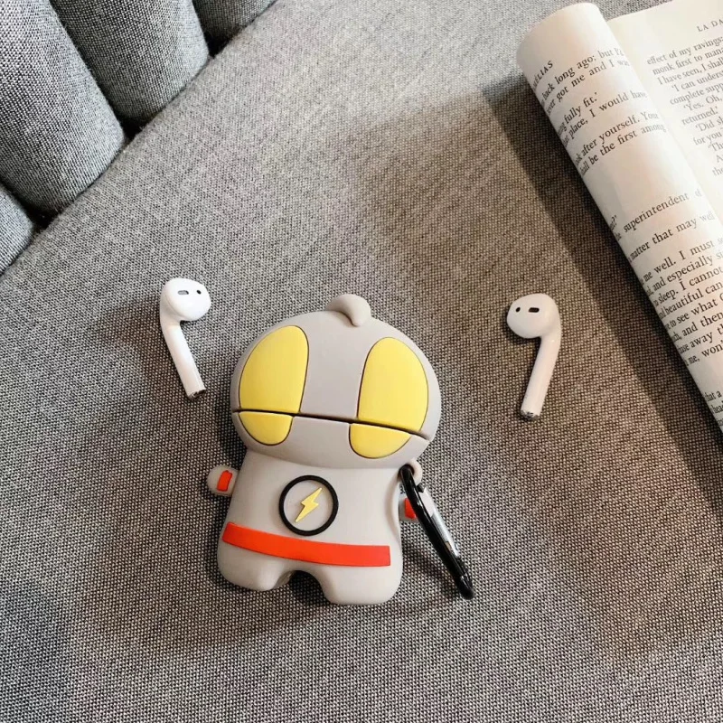 NEW 3D Earphone Cases For AirPods Case Silicone Cute Cartoon Ultraman Cover Apple Air pods 2 Funny for Earpods Ring Str | Электроника