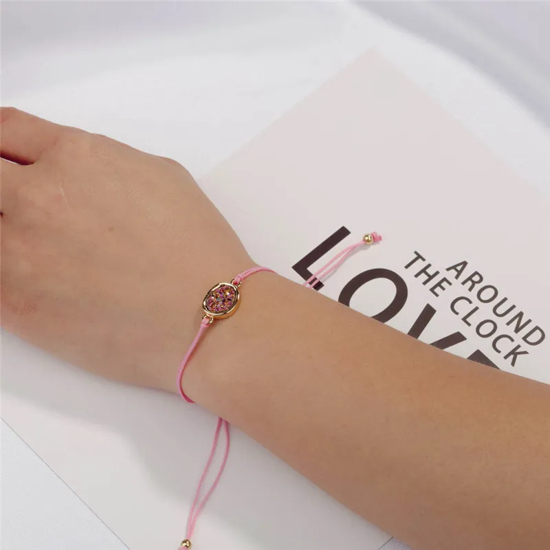 WE Trendy Irregular Rope Bracelet for Women Natural Stone Crystal Cluster Multi-color Love Jewelry Valentine Girl Gifts Dropship