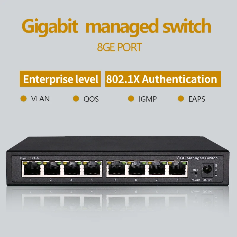 Управляемый коммутатор с 8 портами Gigabit Ethernet 10/100/1000M VLAN|Сетевые коммутаторы| |