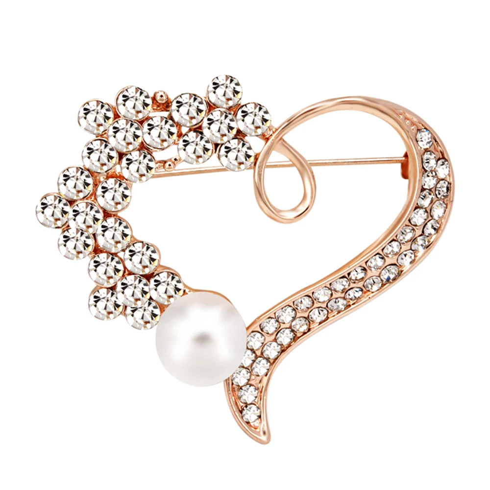 

Simulated-pearl Brooch for Women Accessories Heart Brooches Pins Badges for Clothes Vintage Brooch Badges on Backpack Jewelry