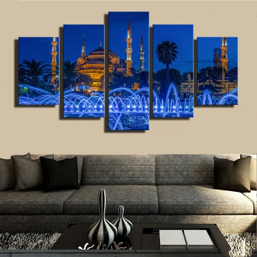 diamond-painting-Islamic-Blue-Turkey-Istanbul-Sultan-Ahmed-Mosque-Religious-Night-Scene-cross-stitch-embroidery-mosaic