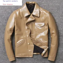 Мужская куртка из натуральной кожи, короткая, натуральная коровья кожа, пальто, весна-осень, мотоциклетная мужская кожаная куртка Casaco 1810 YY1363