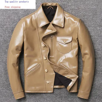

Genuine Leather Jacket Men Short Real Cow Leather Coat Spring Autumn Motorcycle Men's Leather Jackets Casaco 1810 YY1363