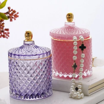 

High-end Fashion Glass Jewelry Storage Jar Delicate Elegant Transparent Sugar Can Modern Minimalist Home Necklace Ring Container