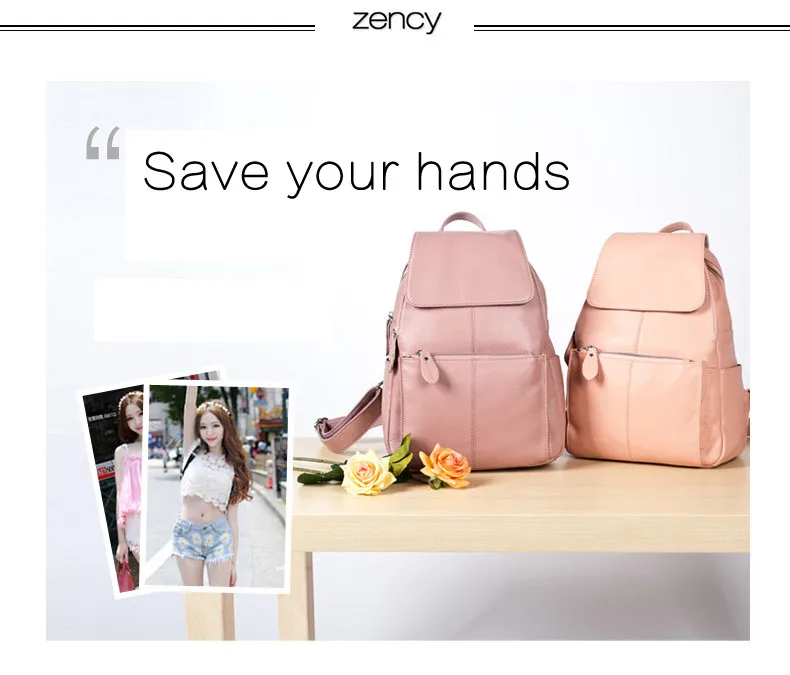 Zency Fashion Soft Genuine Leather Large Women Backpack High Quality A+ Ladies Daily Casual Travel Bag Knapsack Schoolbag Book fashionable travel backpacks