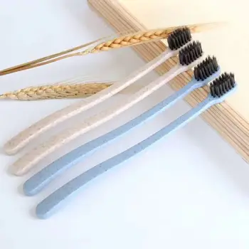 

10 Piece Set Wheat Straw Toothbrush Adult Soft Bristle Bamboo Charcoal Spare Charcoal Bar Men And Women Household Family