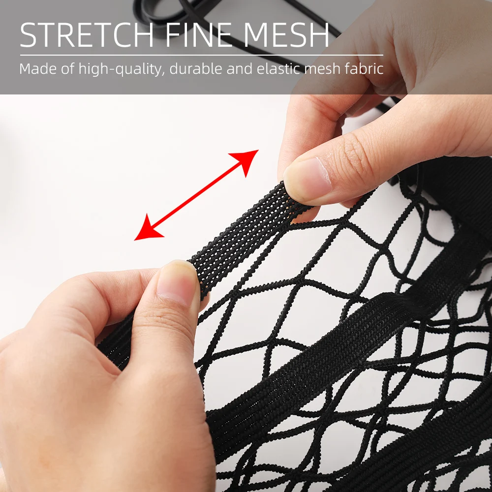3-Layer Car Storage Net Bag Between Seats Car Divider Pet Barrier Stretchable Elastic Mesh Bag Organizer Auto Accessories
