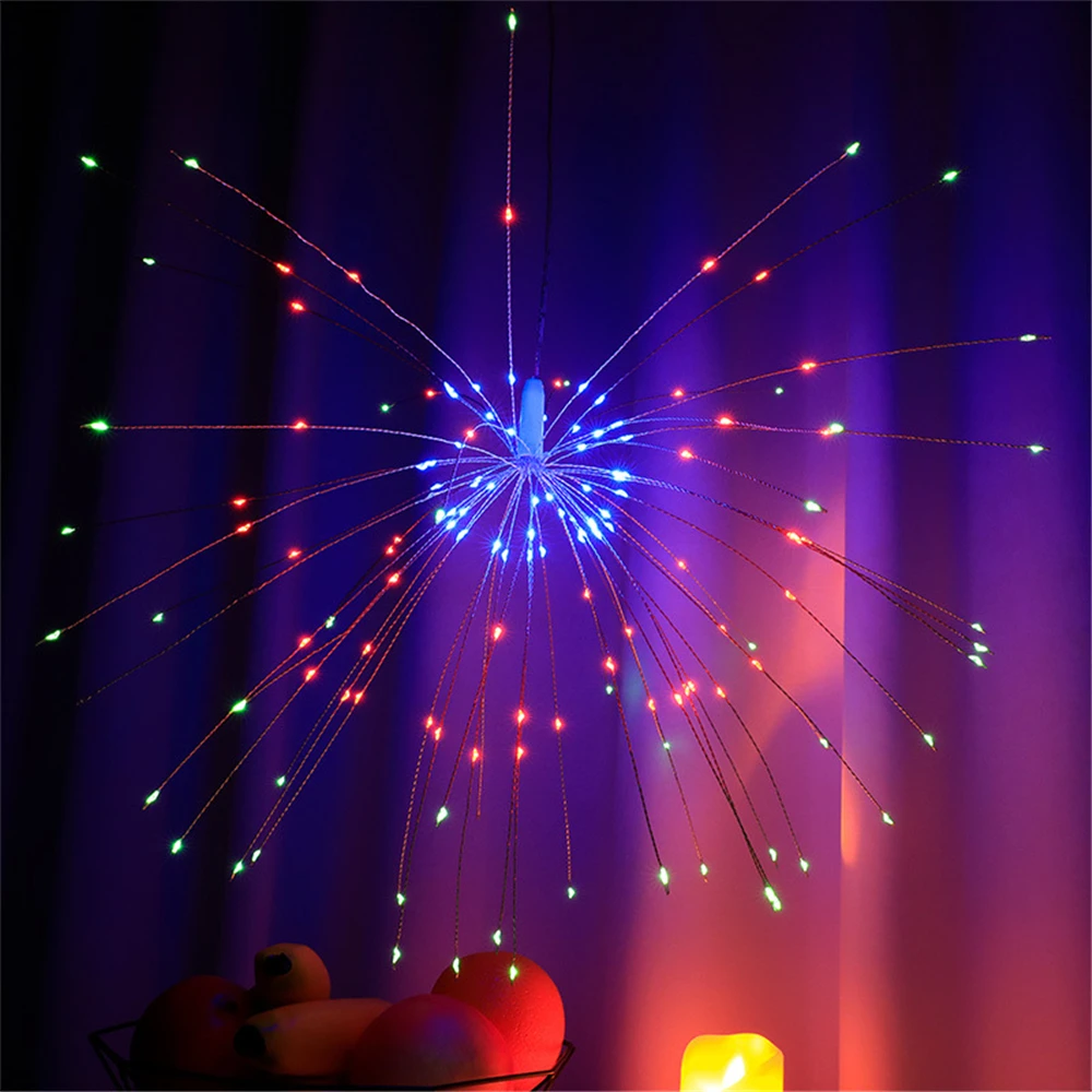 thumbnail image 1 of Guirnalda de luces LED con forma de diente de león y fuegos artificiales para decoración navideña, 180 LED, 8 modos, control remoto, 1 of 5