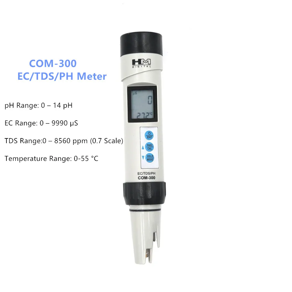 HM Digital EC/TDS/PH Meter Tester Water Quality Testing COM-300 Portable Waterproof Combo Automatic Calibration 20% OFF | Инструменты