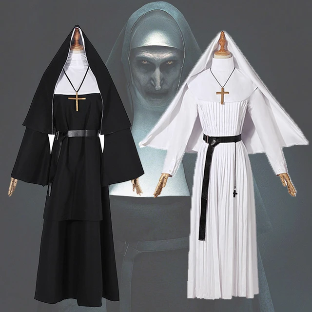 A freira Halloween Cosplay Traje para mulheres adultas, irmã Irene, roupas  preto e branco - AliExpress
