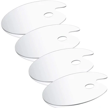 

4Pcs Oval Acrylic Non-Stick Clear Paint Palette Mixing Tray Palette for DIY Art Craft Painting