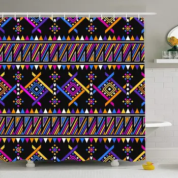 

Shower Curtain Set with Hooks 72x78 with Border Chic Ornament Abstract Pattern Style Textures in Design Folklore Traditional