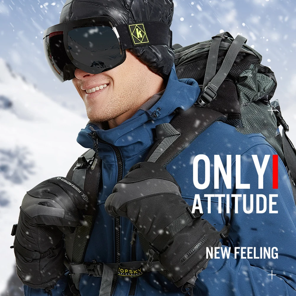 Ski gloves winter outdoor riding guantes moto four-layer waterproof pocket touch screen slip plus velvet to keep warm