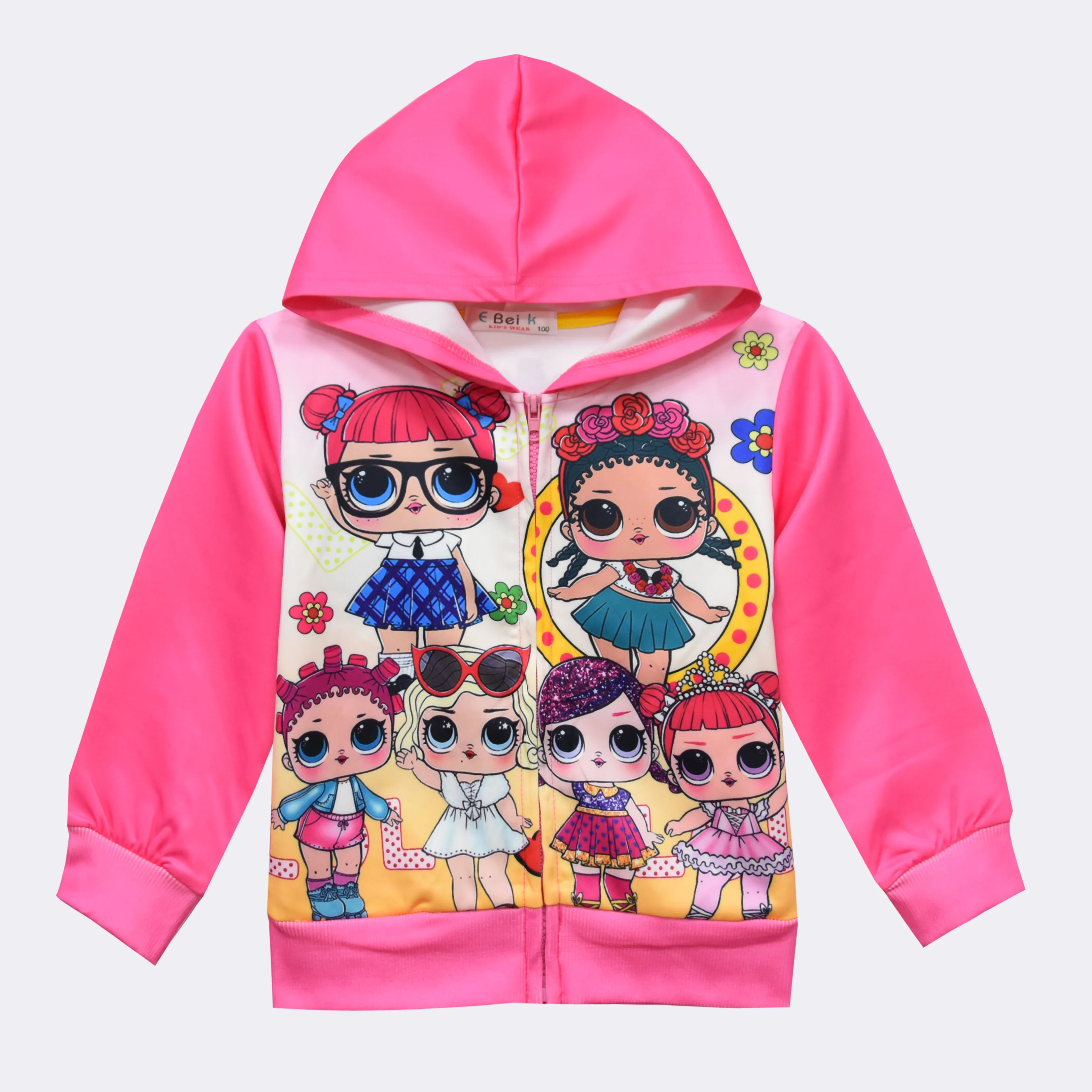 Новое пальто с капюшоном для девочек с героями мультфильмов, кардиган на молнии с длинными рукавами и капюшоном, детская Рождественская одежда, рубашка - Цвет: 3538YBK-2